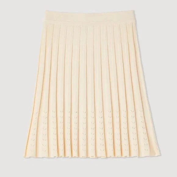 Sandro Cream Pleated Mini Skirt - Picture 2 of 5